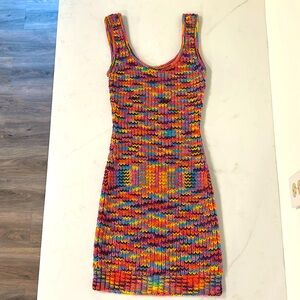 STAUD Multicolor Knit Mini Dress